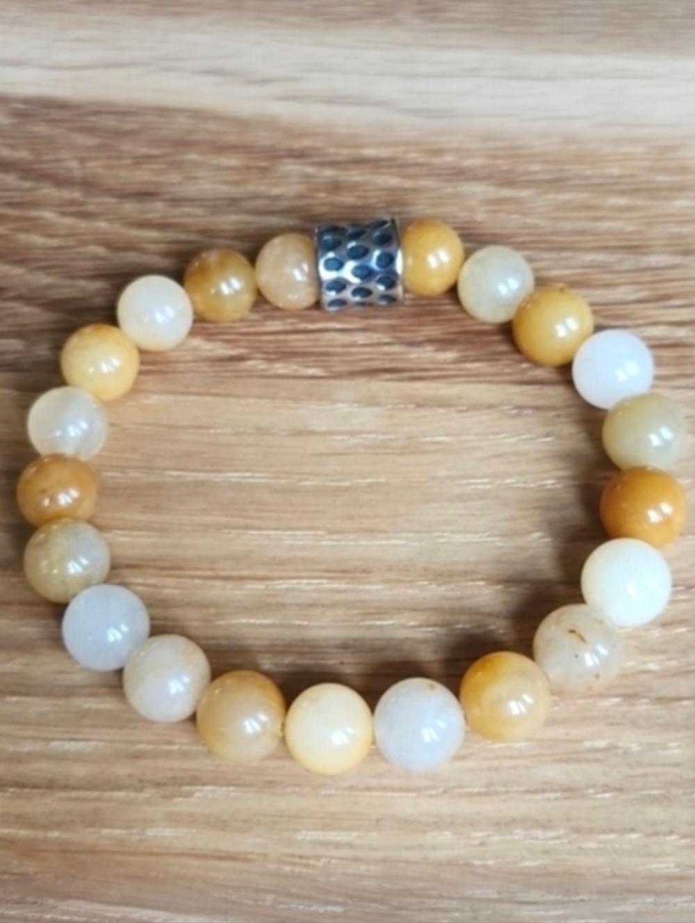 Yellow Jade Beads Stretch Bracelet - Hand Crafted